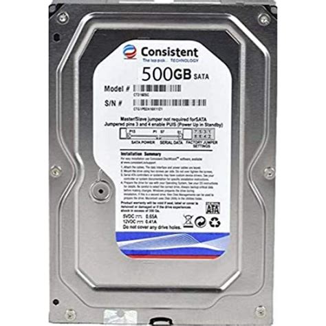 Consistent 500Gb SATA Hard Drive 2yrs warranty 3.5"